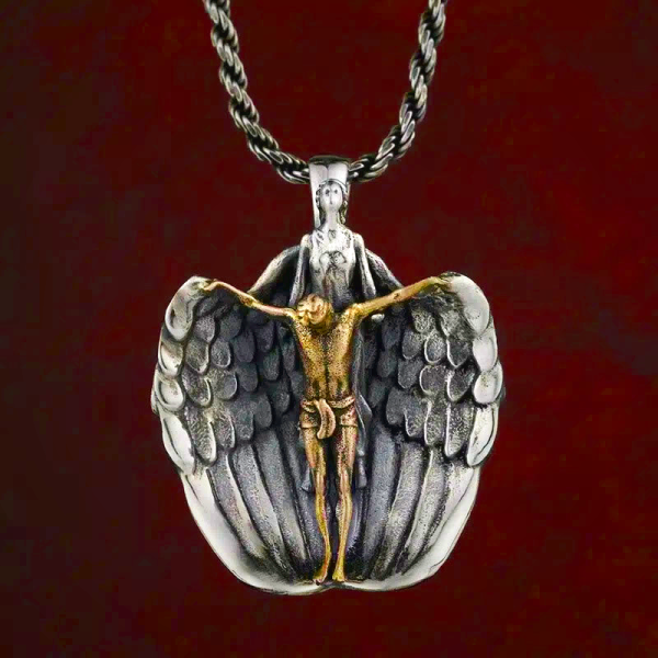 Holy Jesus Redeeming Angel Necklace - Christian Religious Jewelry