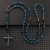 Christianartworkshop Agate/Tiger's Eye Stone Cross Catholic Rosary