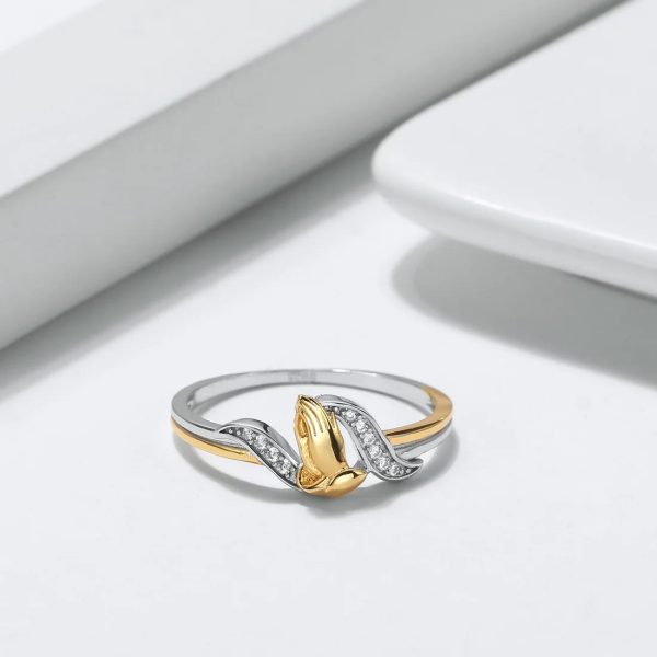 Praying Hands Gold & Silver Ring