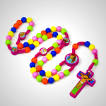 Colorful Round Beads Cross Pendant Children Rosary