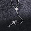 St. Benedict Medallion & Crucifix Black Gallstone Rosary