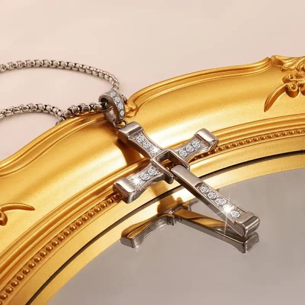 Christianartworkshop Jewelry Cross Crystal Pendant Chain Necklace