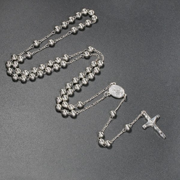 Christian Virgin Mary Long Chain Jesus Cross Religion Rosary