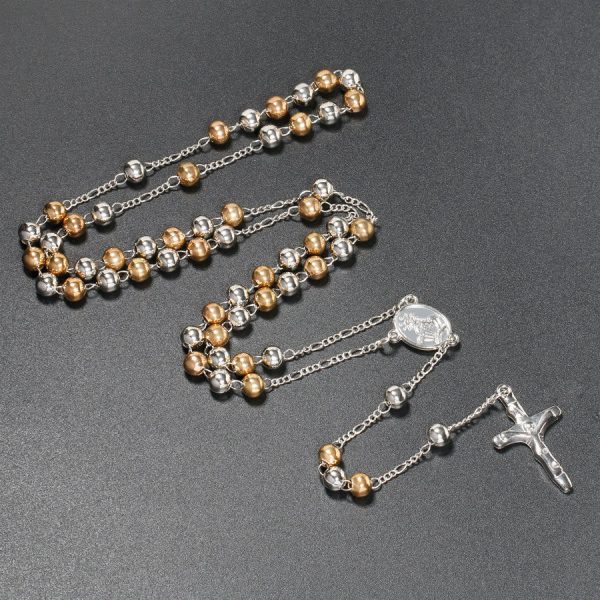Christian Virgin Mary Long Chain Jesus Cross Religion Rosary