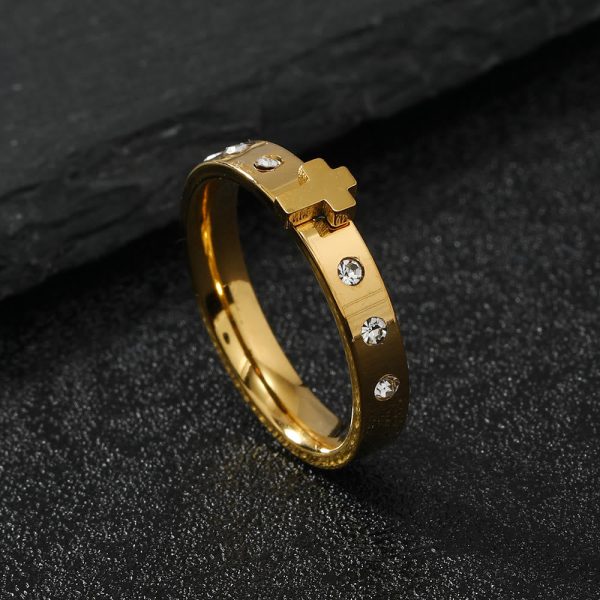 Christianartworkshop Colorfast Three-dimensional Cross Stainless Steel Ring