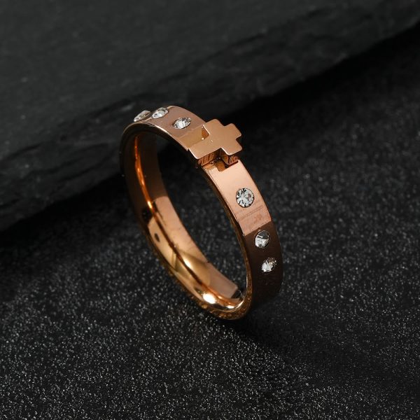 Christianartworkshop Colorfast Three-dimensional Cross Stainless Steel Ring