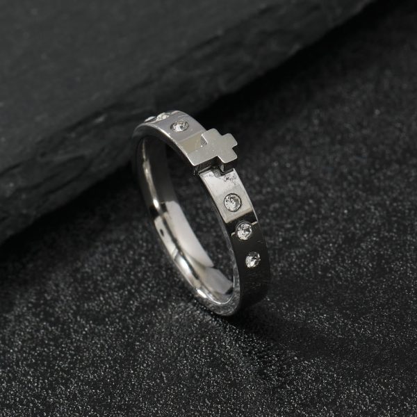 Christianartworkshop Colorfast Three-dimensional Cross Stainless Steel Ring