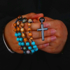 Hematite Cross Christian Religious Seven Stones Rosary