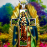 Virgin Mary Cross Pendant Necklace Religion Jewelry