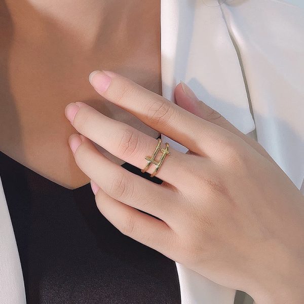 Christianartworkshop Double Cross Minimalist Ring