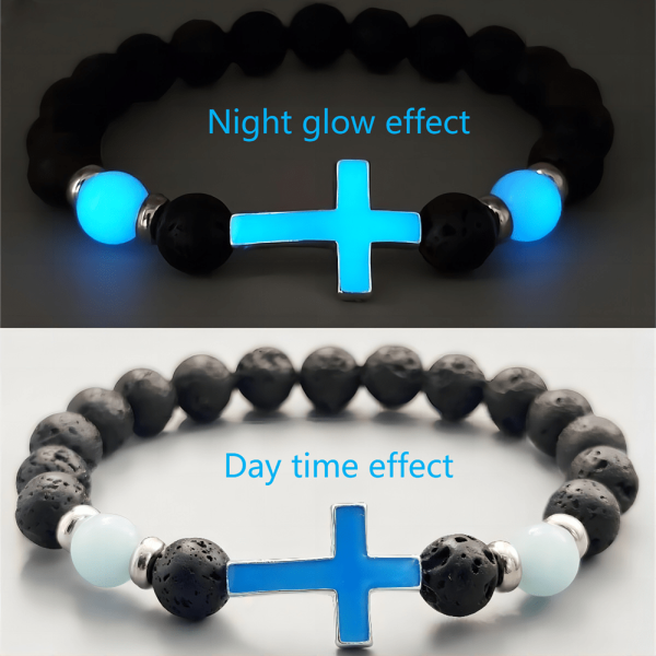 Christianartworkshop Glow in the Dark Cross Bracelet