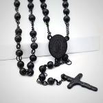 Stainless Steel Black Beaded Rosary