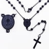 Stainless Steel Black Beaded Rosary