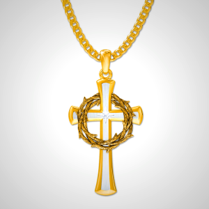 Cross Pendant Necklace with Crown of Thorns