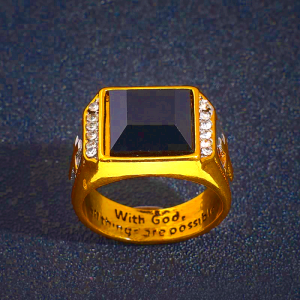 Faith Two Tone Plated Cross Ring - With God All Things Are Possible
