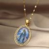 Christianartworkshop Virgin Mary Painting Necklace Religious Icon Jewelry