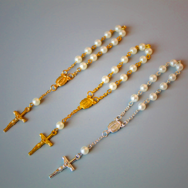 Pearl Beads Mini Rosary for Car/Baptism