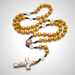 Catholic Crucifix Jesus St. Benedict Weave Pine Wood Beads Rosary