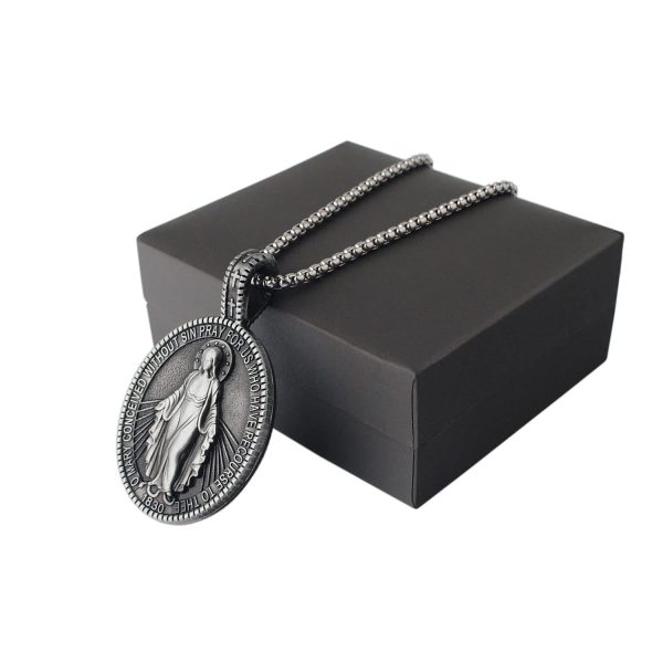 Christianartworkshop Miraculous Virgin Mary Medallion Pendant Necklace