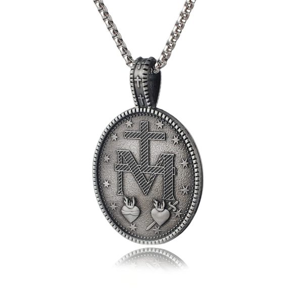 Christianartworkshop Miraculous Virgin Mary Medallion Pendant Necklace