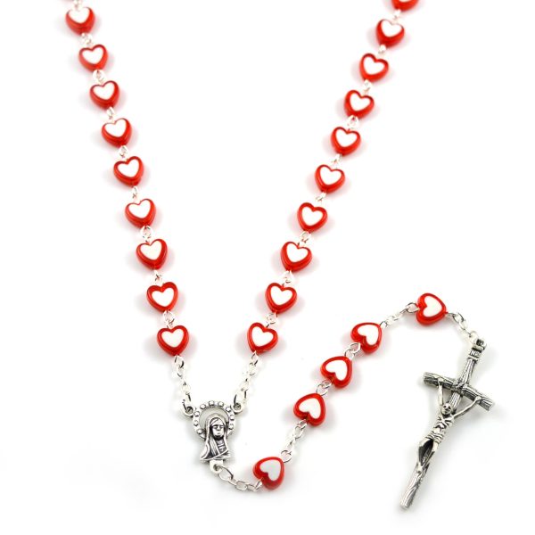 Colorful Jesus Cross Heart-shaped Rosary