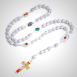 White Silver Rose-shaped Beads Christ Prayer Rosary