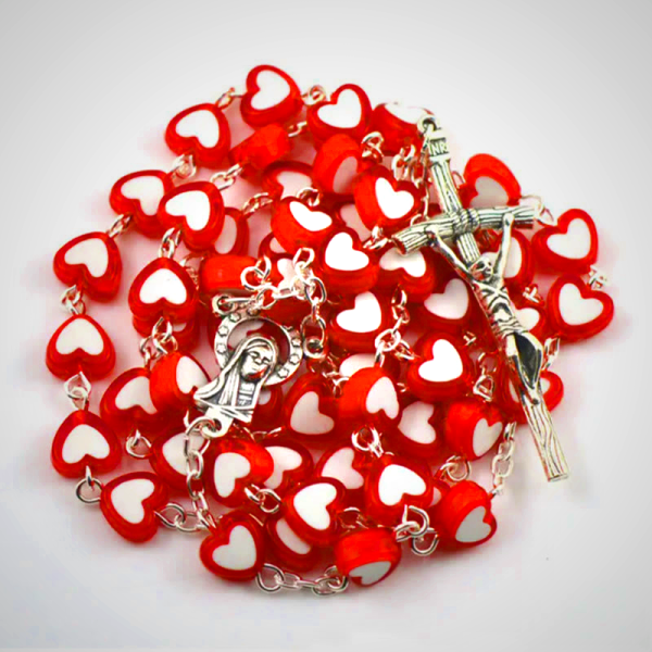 Colorful Jesus Cross Heart-shaped Rosary