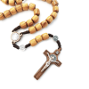 Crafted Natural Wood St. Benedict Crucifix Rosary