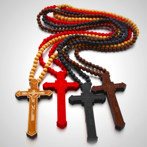 Jesus Cross Wooden Necklace