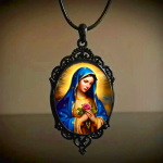 Gothic Style Vintage Border Our Lady of Guadalupe Necklace