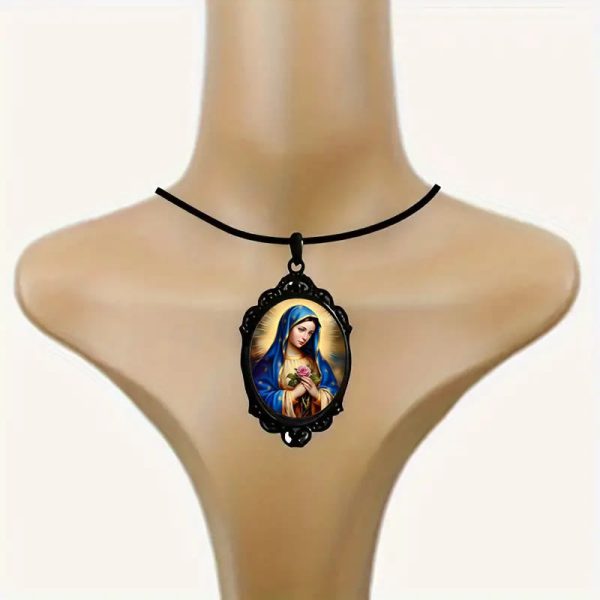 Christianartworkshop Gothic Style Vintage Border Our Lady of Guadalupe Necklace