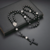 St. Benedict Medal & Cross of 8 mm Round Black Multi-material Nylon Cord Rosary