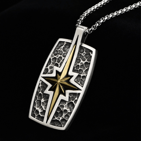 925 Sterling Silver Retro Style Star of Bethlehem Pendant Necklace