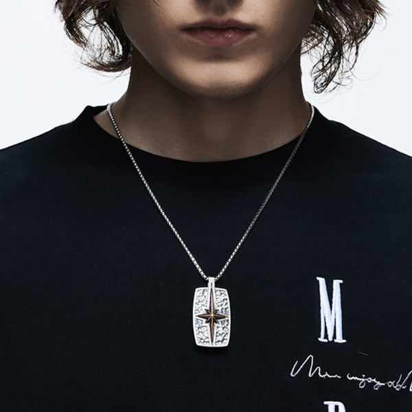 925 Sterling Silver Retro Style Star of Bethlehem Pendant Necklace