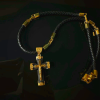 Luxury Style Crucifix Jesus Cross Black-gold Alloy Pendant Necklace