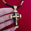 Christianartworkshop Luxury Style Crucifix Jesus Cross Black-gold Alloy Pendant Necklace