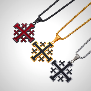 Hip-hop Style Jerusalem Cross Titanium Steel Pendant Necklace