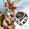 Retro Style Archangel Michael Titanium Steel Ring