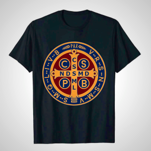 St. Benedict Protector Icon T-Shirt - Christian Art Workshop