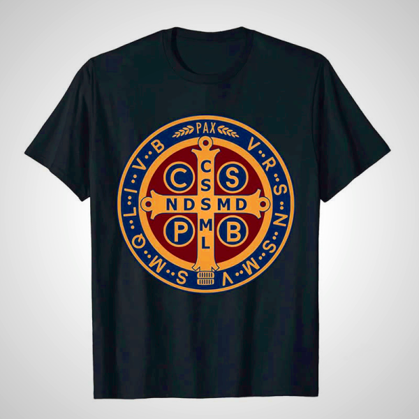 St. Benedict Protector Icon T-Shirt - Christian Art Workshop