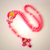 Guardian Angel & Crucifix of 8 mm Round Pink/Blue Acrylic Nylon Cord Child Rosary