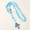 Guardian Angel & Crucifix of 8 mm Round Pink/Blue Acrylic Nylon Cord Child Rosary