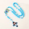 Guardian Angel & Crucifix of 8 mm Round Pink/Blue Acrylic Nylon Cord Child Rosary