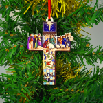 Retro Nativity Pendant - Jesus Born Cross Christmas Ornament