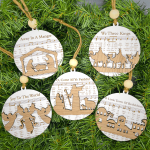 Christian Art Workshop 5 Rustic Wooden Nativity Ornaments Set