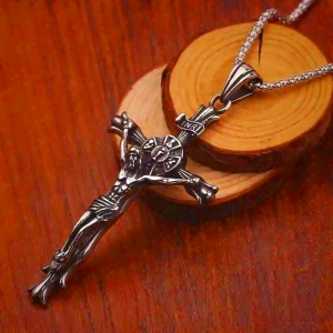 Retro Style Stainless Steel Crucifix Jewelry Chain Pendant Necklace