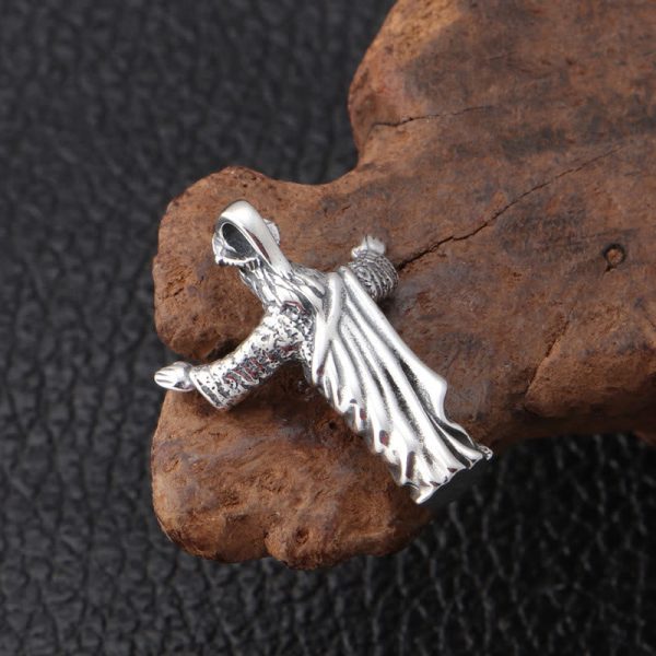 Retro Old-Fashioned Style Jesus Sterling Silver Pendant Necklace