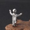 Retro Old-Fashioned Style Jesus Sterling Silver Pendant Necklace