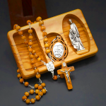 Handmade Religious Devotional Olive Wood Holy Family Rosary Set