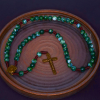 Our Lady of Guadalupe & Crucifix of 10 mm Round Green Agate Nylon Cord Rosary